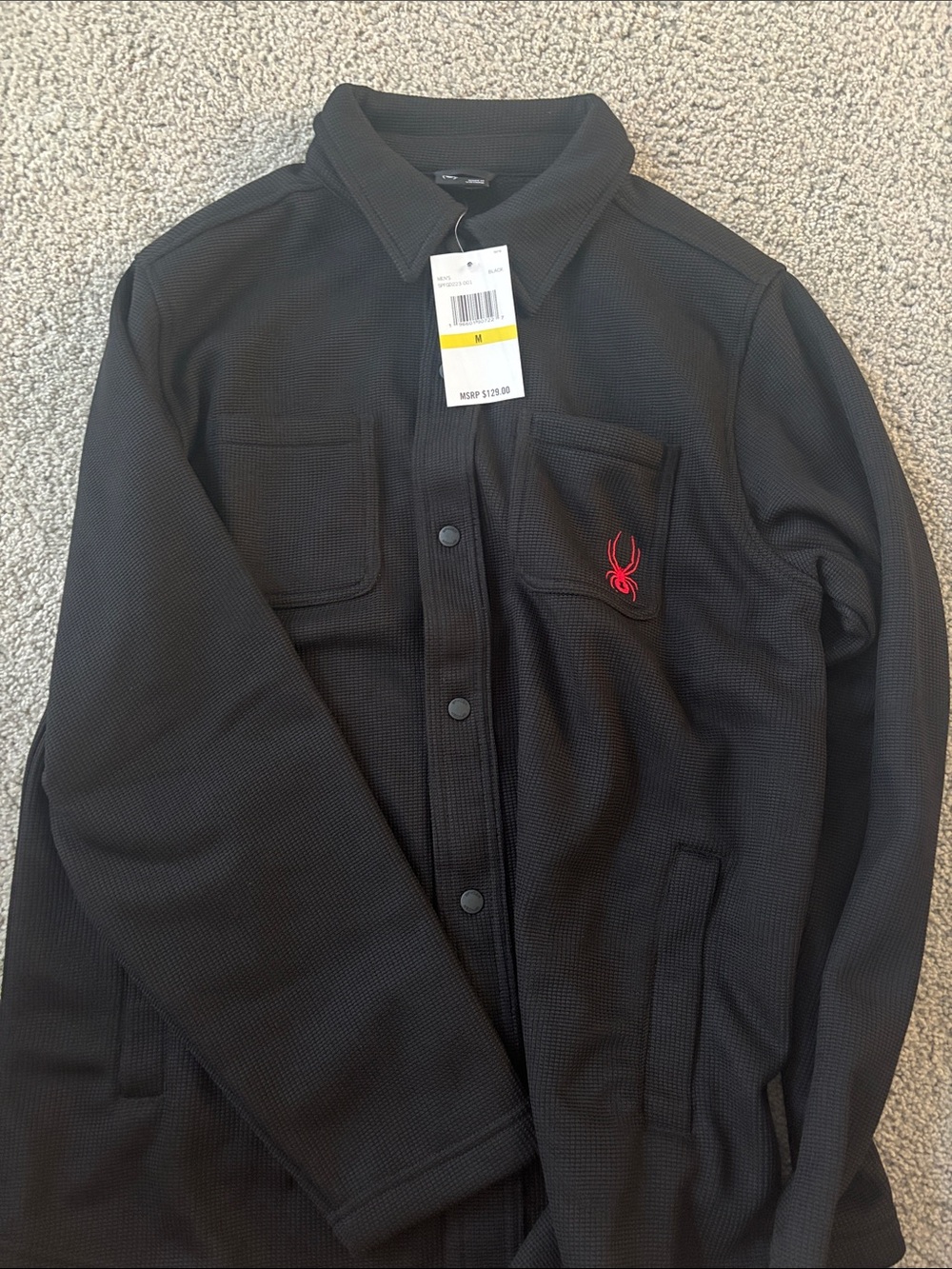 Spyder Black Lightweight Quilted Shirt Jacket with Red Logo